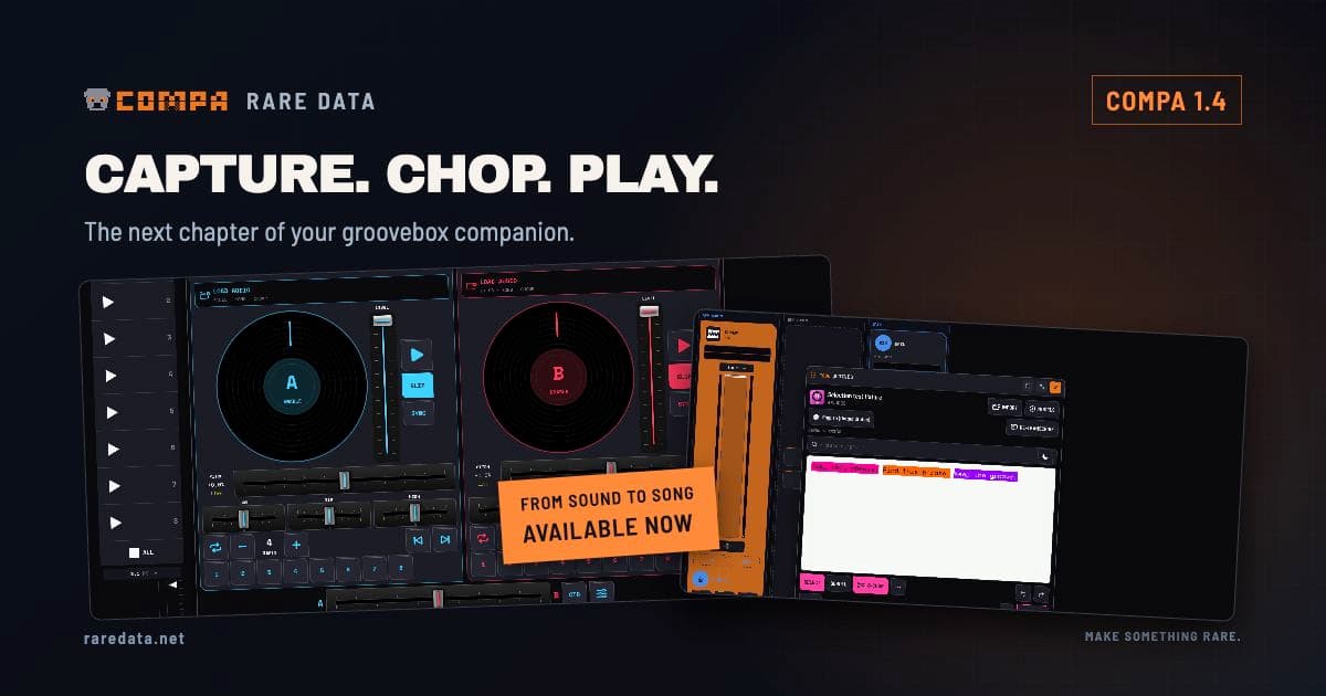 COMPA’s real dialogue and DJ workspaces illustrate the path from capturing a sound to playing it.