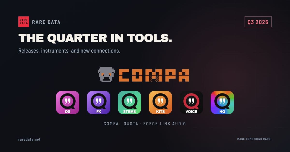 COMPA and the Quota product marks arranged as a Q3 2026 release index, with no prices or promotional coupons.