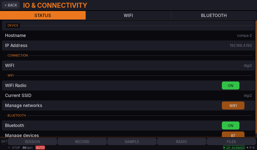 Compa IO & Connectivity screen