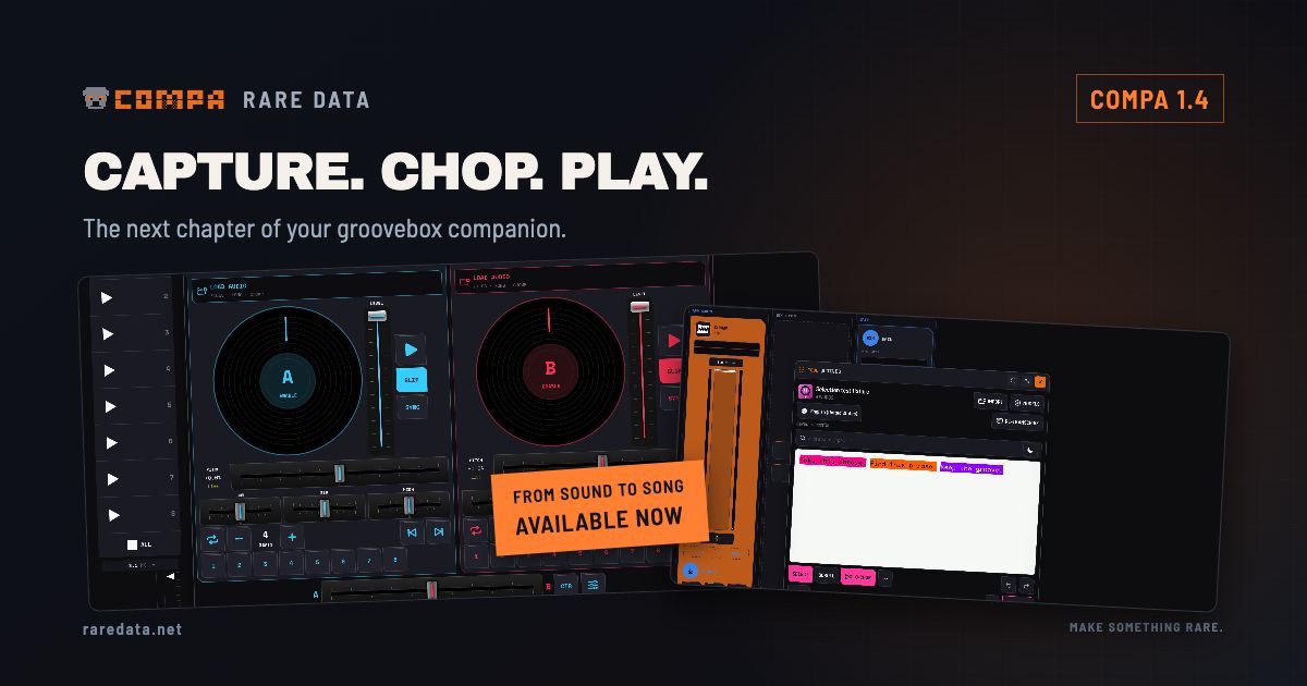 COMPA’s real dialogue and DJ workspaces illustrate the path from capturing a sound to playing it.